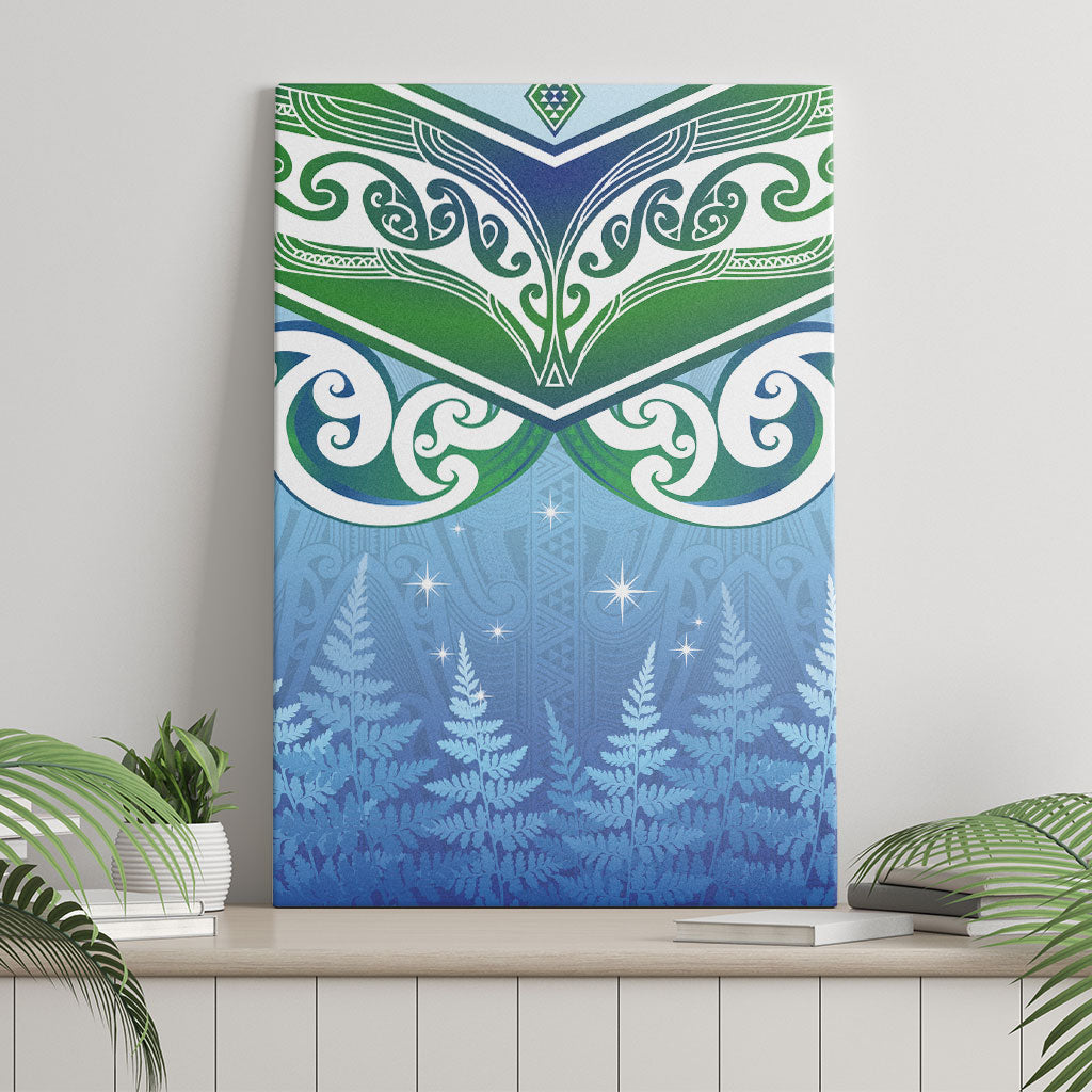 Aotearoa New Zealand New Year Canvas Wall Art Maori Motifs with Silver Fern and Matariki Stars