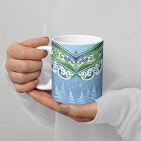 Aotearoa New Zealand New Year Ceramic Mug Maori Motifs with Silver Fern and Matariki Stars LT03 - Polynesian Pride