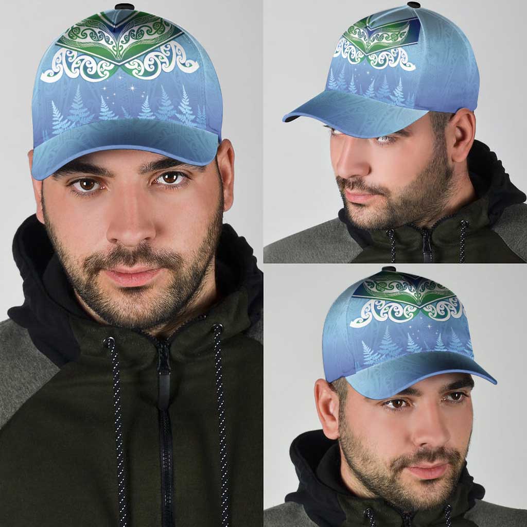 Aotearoa New Zealand New Year Classic Cap Maori Motifs with Silver Fern and Matariki Stars