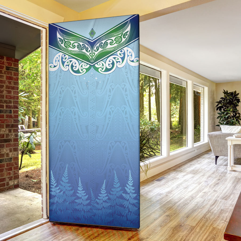 Aotearoa New Zealand New Year Door Cover Maori Motifs with Silver Fern and Matariki Stars LT03 - Polynesian Pride