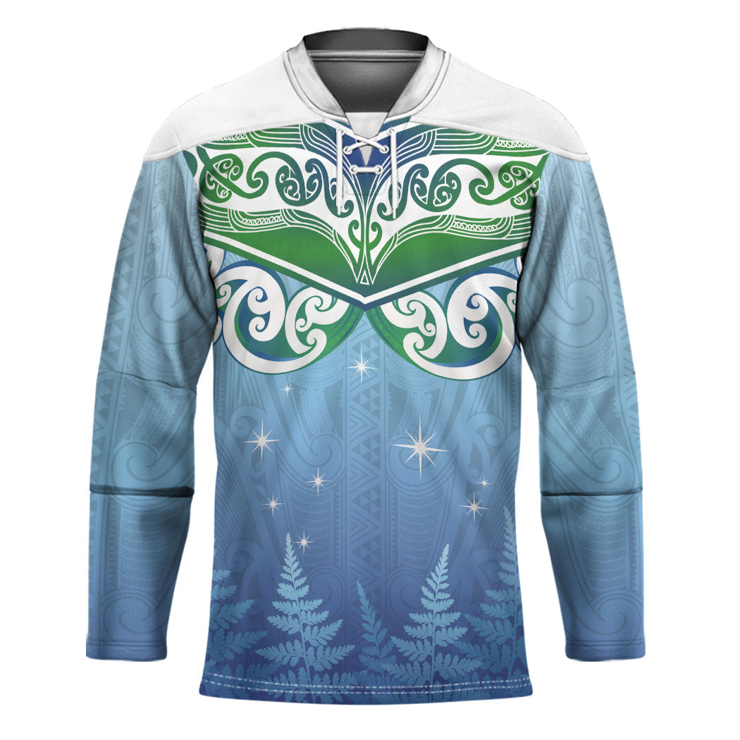 Aotearoa New Zealand New Year Hockey Jersey Maori Motifs with Silver Fern and Matariki Stars LT03 Unisex Multicolor - Polynesian Pride