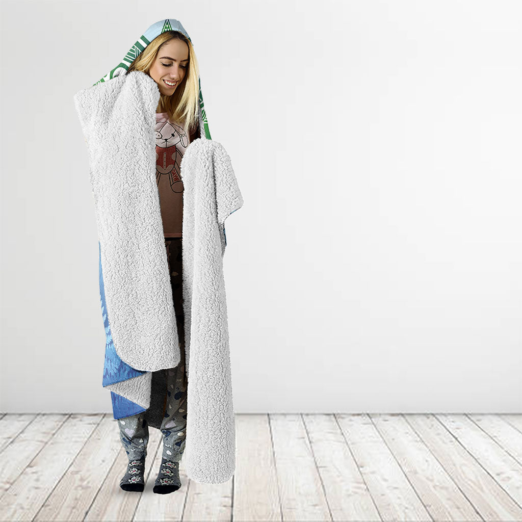 Aotearoa New Zealand New Year Hooded Blanket Maori Motifs with Silver Fern and Matariki Stars LT03 - Polynesian Pride