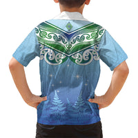 Aotearoa New Zealand New Year Kid Hawaiian Shirt Maori Motifs with Silver Fern and Matariki Stars LT03 - Polynesian Pride