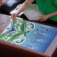 Aotearoa New Zealand New Year Puzzle Maori Motifs with Silver Fern and Matariki Stars