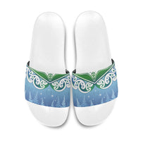Aotearoa New Zealand New Year Slide Sandals Maori Motifs with Silver Fern and Matariki Stars
