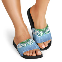 Aotearoa New Zealand New Year Slide Sandals Maori Motifs with Silver Fern and Matariki Stars