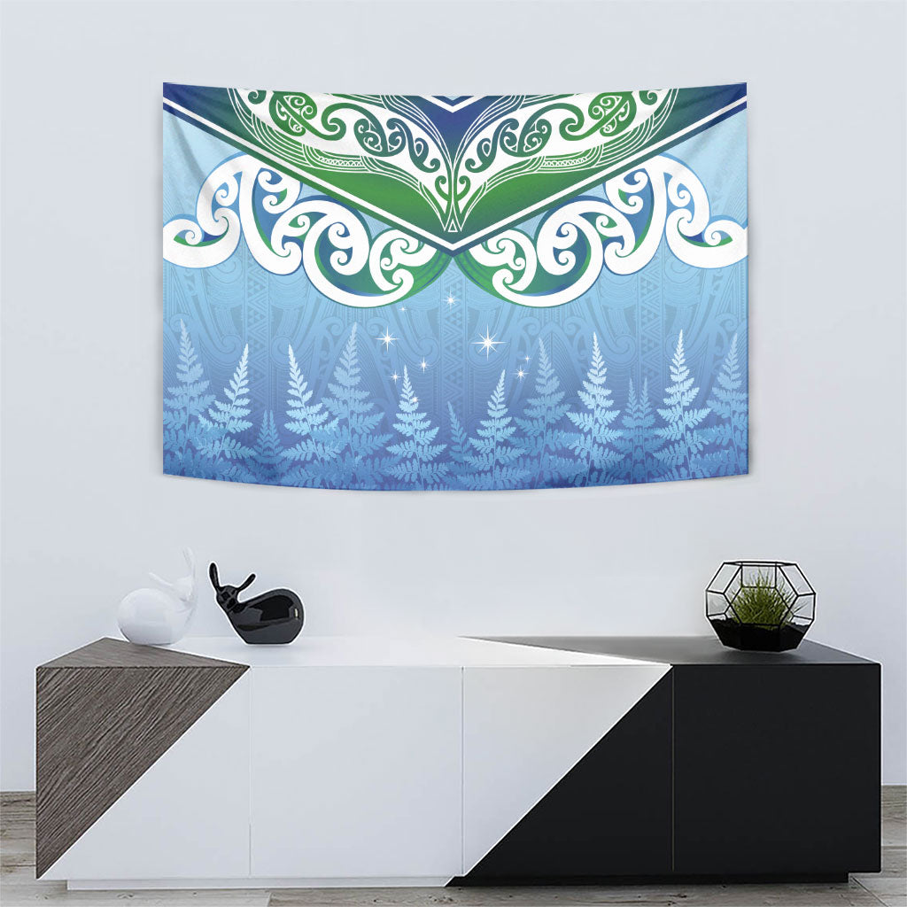 Aotearoa New Zealand New Year Tapestry Maori Motifs with Silver Fern and Matariki Stars