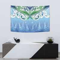 Aotearoa New Zealand New Year Tapestry Maori Motifs with Silver Fern and Matariki Stars