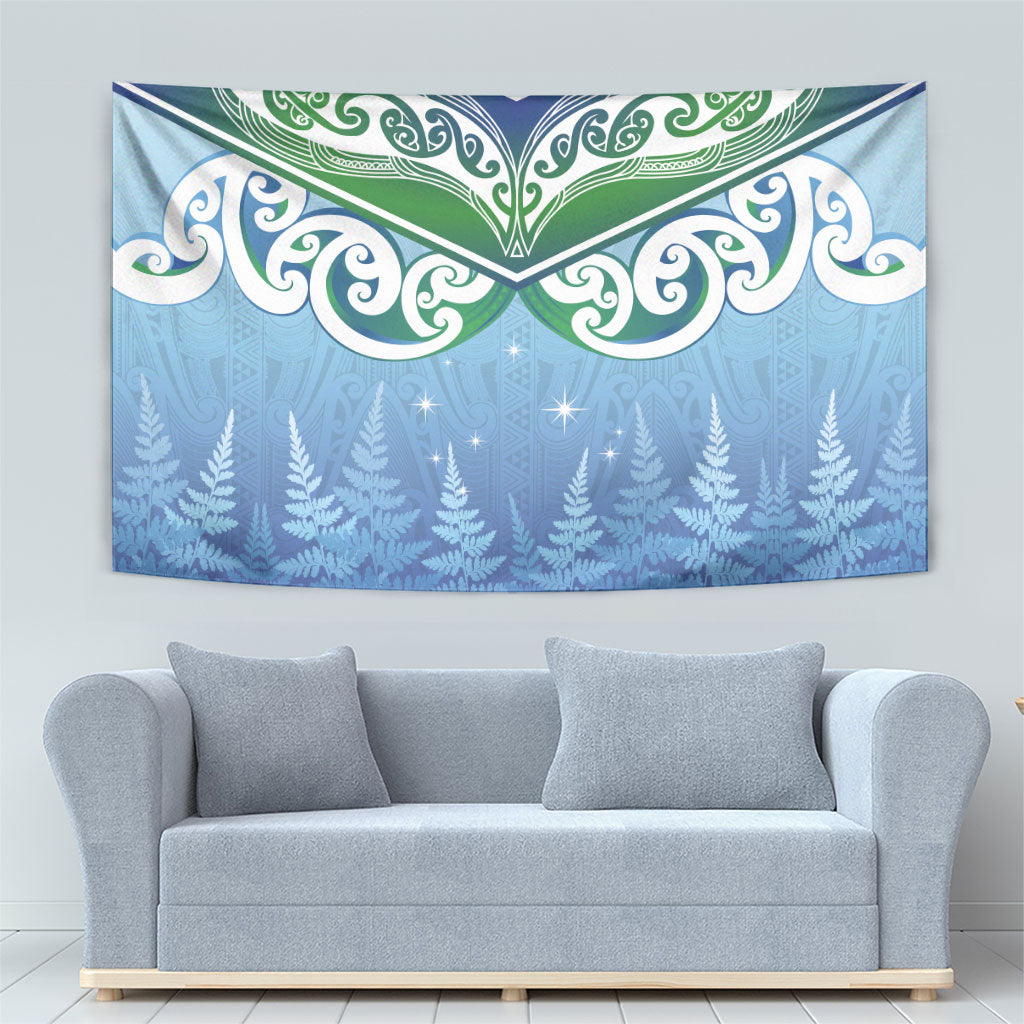 Aotearoa New Zealand New Year Tapestry Maori Motifs with Silver Fern and Matariki Stars