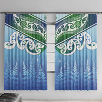 Aotearoa New Zealand New Year Window Curtain Maori Motifs with Silver Fern and Matariki Stars