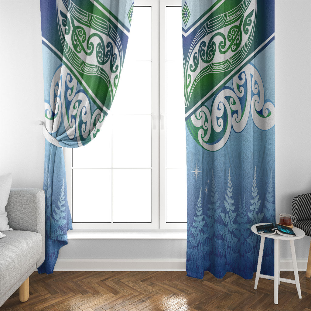 Aotearoa New Zealand New Year Window Curtain Maori Motifs with Silver Fern and Matariki Stars