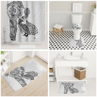Aotearoa Moko Tribal Tattoo Bathroom Set New Zealand Maori Penguin and Fantail White Color