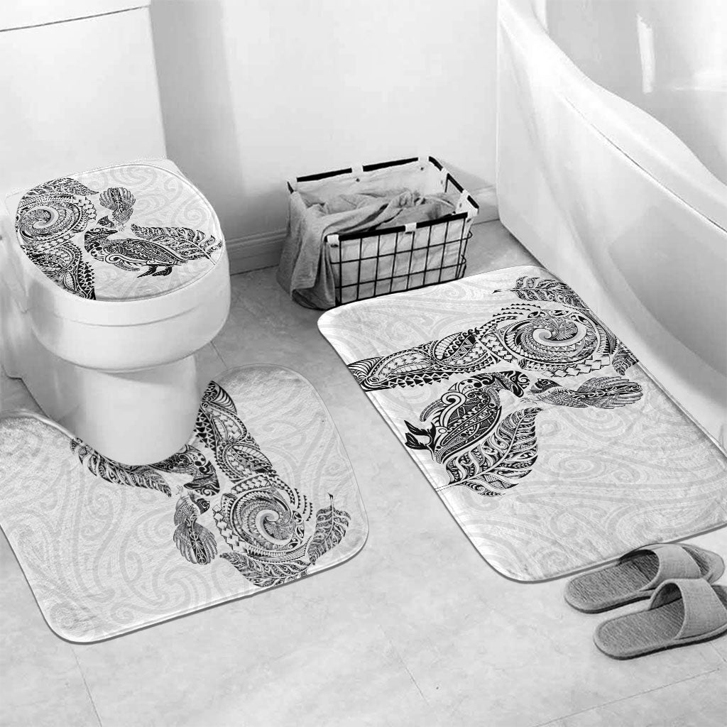Aotearoa Moko Tribal Tattoo Bathroom Set New Zealand Maori Penguin and Fantail White Color