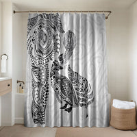 Aotearoa Moko Tribal Tattoo Bathroom Set New Zealand Maori Penguin and Fantail White Color