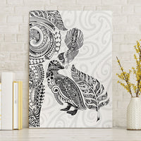 Aotearoa Moko Tribal Tattoo Canvas Wall Art New Zealand Maori Penguin and Fantail White Color