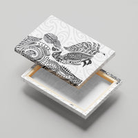 Aotearoa Moko Tribal Tattoo Canvas Wall Art New Zealand Maori Penguin and Fantail White Color