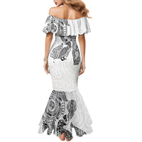 Aotearoa Moko Tribal Tattoo Mermaid Dress New Zealand Maori Penguin and Fantail White Color LT03 - Polynesian Pride