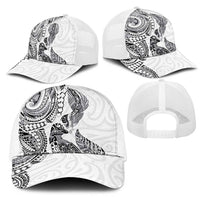 Aotearoa Moko Tribal Tattoo Mesh Trucker Cap New Zealand Maori Penguin and Fantail White Color
