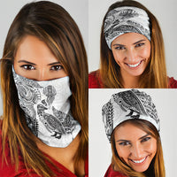 Aotearoa Moko Tribal Tattoo Neck Gaiter New Zealand Maori Penguin and Fantail White Color LT03 - Polynesian Pride
