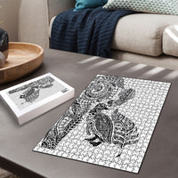 Aotearoa Moko Tribal Tattoo Puzzle New Zealand Maori Penguin and Fantail White Color