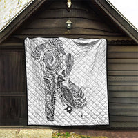 Aotearoa Moko Tribal Tattoo Quilt New Zealand Maori Penguin and Fantail White Color LT03 - Polynesian Pride
