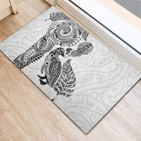 Aotearoa Moko Tribal Tattoo Rubber Doormat New Zealand Maori Penguin and Fantail White Color LT03 - Polynesian Pride