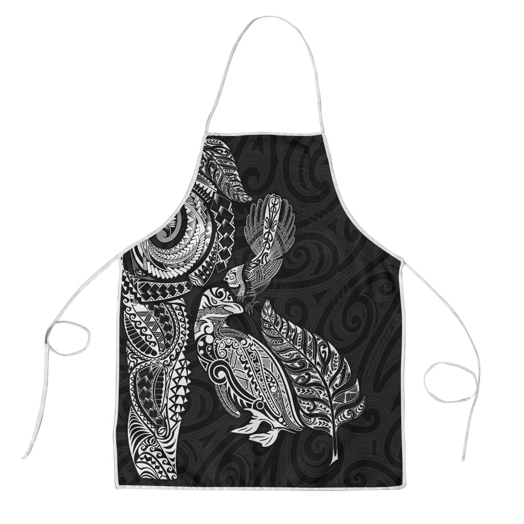 Aotearoa Moko Tribal Tattoo Apron New Zealand Maori Penguin and Fantail Black Color