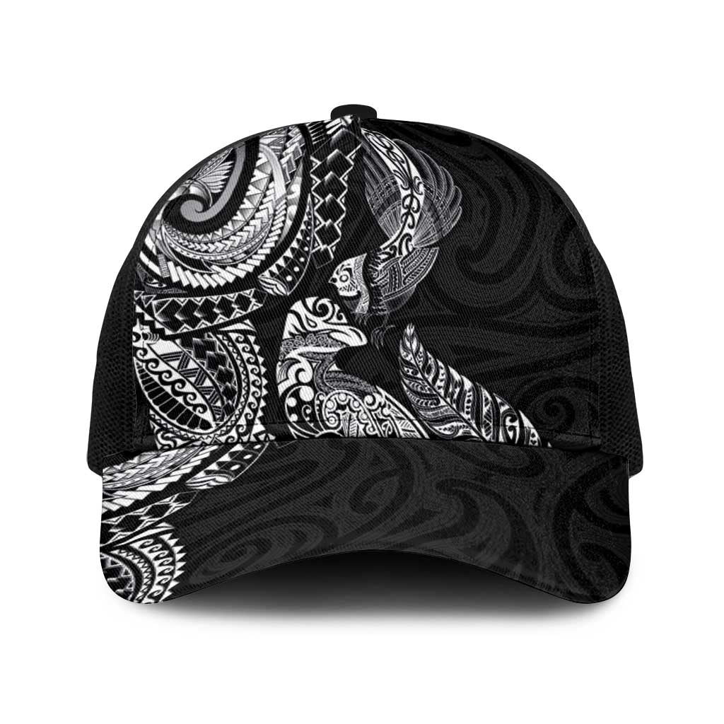 Aotearoa Moko Tribal Tattoo Baseball Net Cap New Zealand Maori Penguin and Fantail Black Color LT03 One Size Black Black - Polynesian Pride