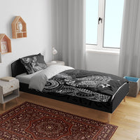 Aotearoa Moko Tribal Tattoo Bedding Set New Zealand Maori Penguin and Fantail Black Color