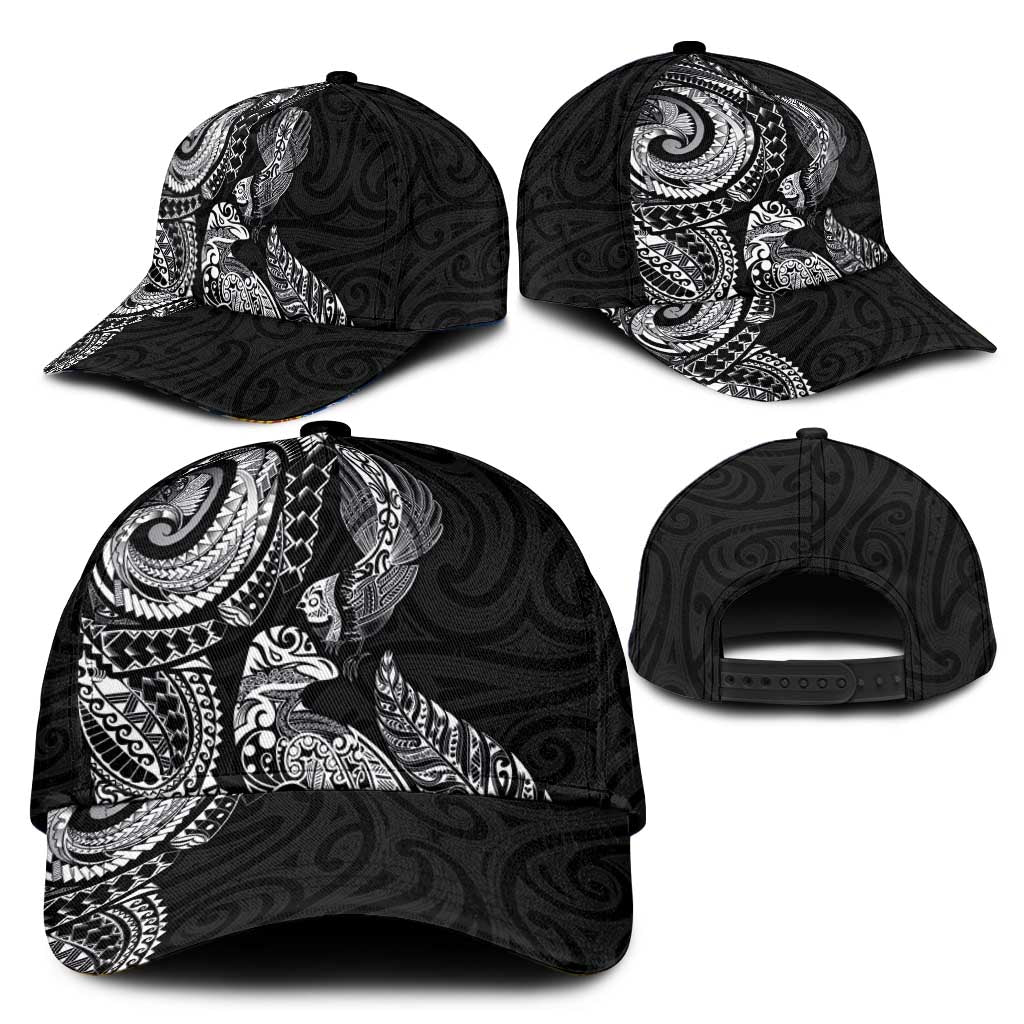 Aotearoa Moko Tribal Tattoo Classic Cap New Zealand Maori Penguin and Fantail Black Color