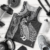 Aotearoa Moko Tribal Tattoo Men Tank Top New Zealand Maori Penguin and Fantail Black Color LT03 - Polynesian Pride