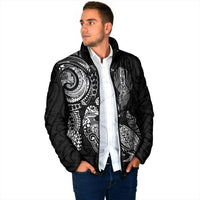 Aotearoa Moko Tribal Tattoo Padded Jacket New Zealand Maori Penguin and Fantail Black Color