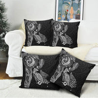 Aotearoa Moko Tribal Tattoo Pillow Cover New Zealand Maori Penguin and Fantail Black Color LT03 - Polynesian Pride