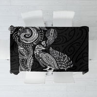 Aotearoa Moko Tribal Tattoo Tablecloth New Zealand Maori Penguin and Fantail Black Color