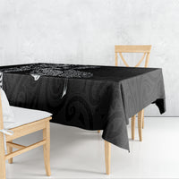 Aotearoa Moko Tribal Tattoo Tablecloth New Zealand Maori Penguin and Fantail Black Color