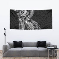 Aotearoa Moko Tribal Tattoo Tapestry New Zealand Maori Penguin and Fantail Black Color LT03 - Polynesian Pride