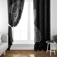 Aotearoa Moko Tribal Tattoo Window Curtain New Zealand Maori Penguin and Fantail Black Color LT03 - Polynesian Pride