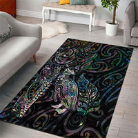 Aotearoa Moko Tribal Tattoo Area Rug New Zealand Maori Penguin and Fantail Paua Shell Style