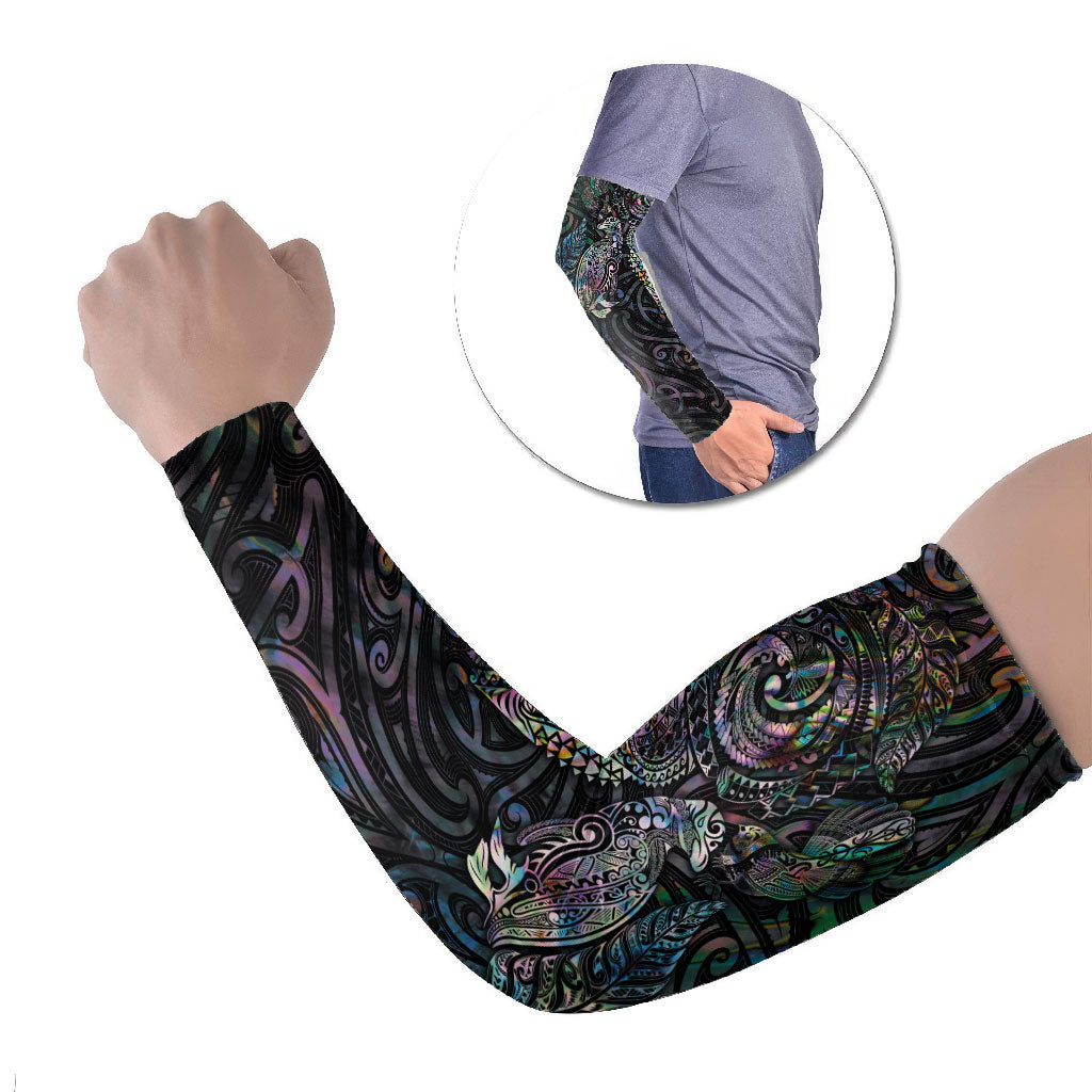 Aotearoa Moko Tribal Tattoo Arm Sleeves New Zealand Maori Penguin and Fantail Paua Shell Style LT03 Set of 2 Multicolor - Polynesian Pride