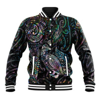 Aotearoa Moko Tribal Tattoo Baseball Jacket New Zealand Maori Penguin and Fantail Paua Shell Style LT03 Unisex Multicolor - Polynesian Pride