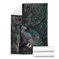 Aotearoa Moko Tribal Tattoo Blanket New Zealand Maori Penguin and Fantail Paua Shell Style
