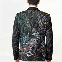 Aotearoa Moko Tribal Tattoo Blazer New Zealand Maori Penguin and Fantail Paua Shell Style