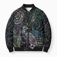 Aotearoa Moko Tribal Tattoo Bomber Puffer Jacket New Zealand Maori Penguin and Fantail Paua Shell Style LT03 Unisex Multicolor - Polynesian Pride
