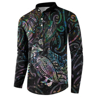 Aotearoa Moko Tribal Tattoo Button Sweatshirt New Zealand Maori Penguin and Fantail Paua Shell Style LT03 - Polynesian Pride