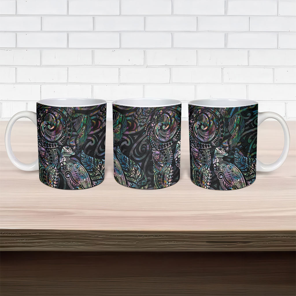 Aotearoa Moko Tribal Tattoo Ceramic Mug New Zealand Maori Penguin and Fantail Paua Shell Style LT03 - Polynesian Pride