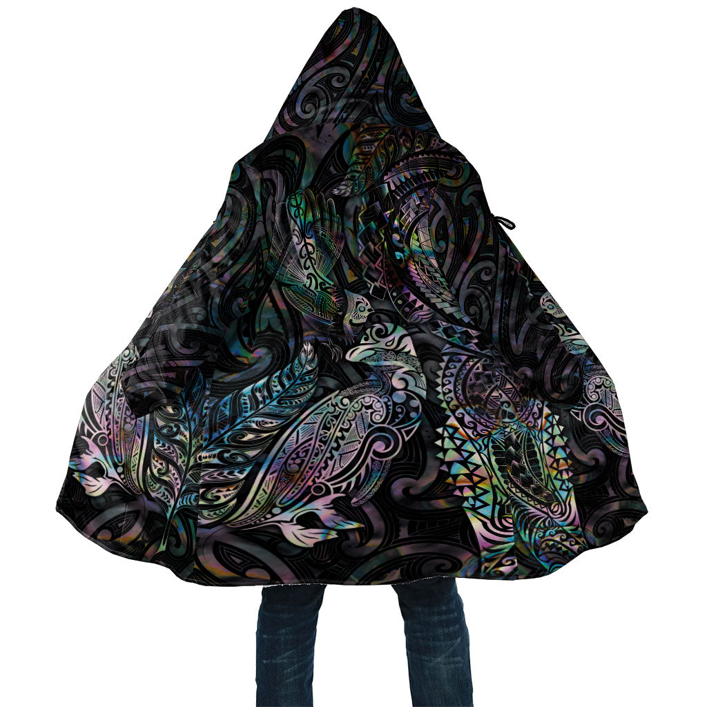 Aotearoa Moko Tribal Tattoo Cloak New Zealand Maori Penguin and Fantail Paua Shell Style LT03 Unisex Multicolor - Polynesian Pride