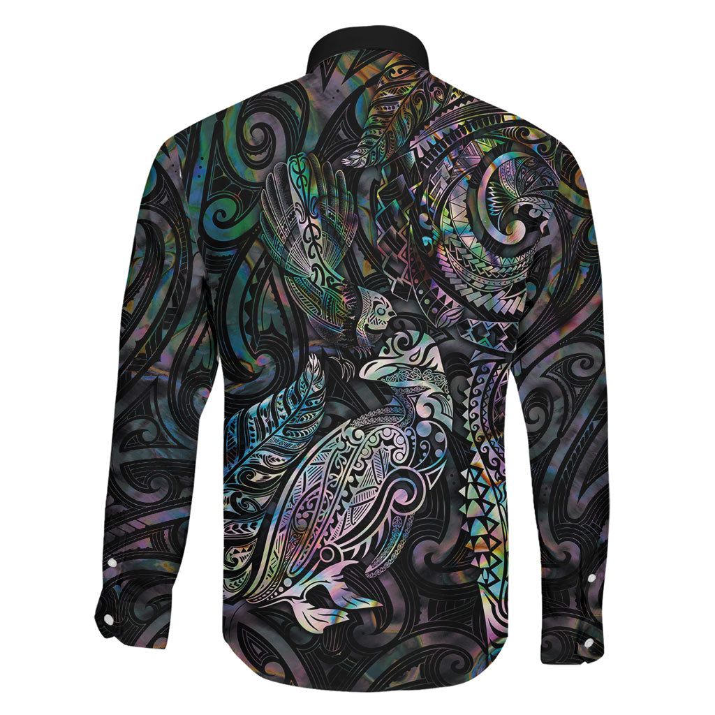 Aotearoa Moko Tribal Tattoo Family Matching Puletasi and Hawaiian Shirt New Zealand Maori Penguin and Fantail Paua Shell Style LT03 - Polynesian Pride