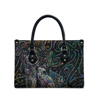Aotearoa Moko Tribal Tattoo Leather Bag New Zealand Maori Penguin and Fantail Paua Shell Style