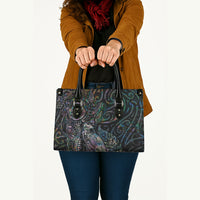 Aotearoa Moko Tribal Tattoo Leather Bag New Zealand Maori Penguin and Fantail Paua Shell Style