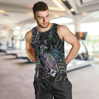 Aotearoa Moko Tribal Tattoo Men Tank Top New Zealand Maori Penguin and Fantail Paua Shell Style